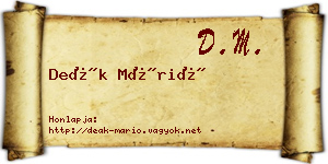 Deák Márió névjegykártya